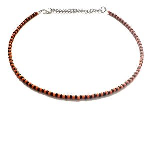 Halloween costume necklace beaded orange and black choker spooky season jewelry